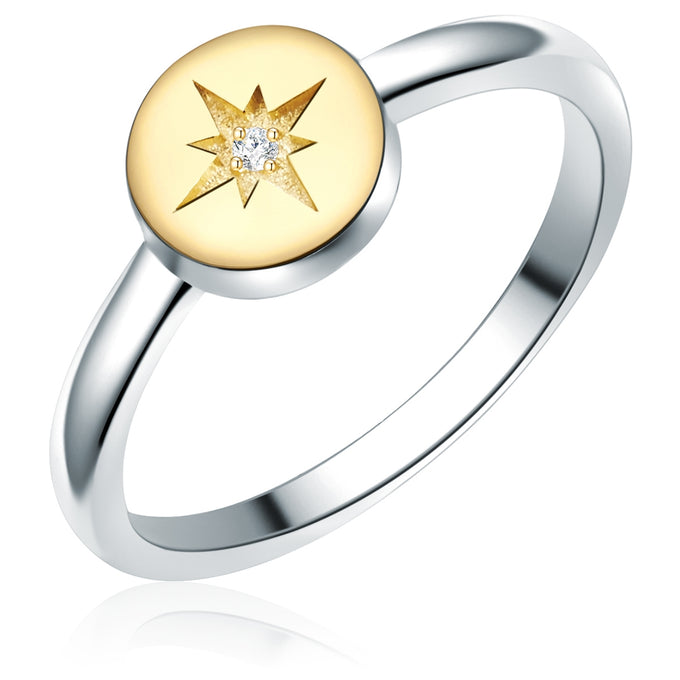 Ring Sterling Silber bicolor Diamant weiß
