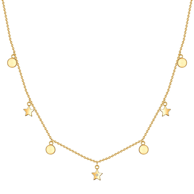 Kette mit Anhänger Sterling Silber gelbgold Diamant weiß