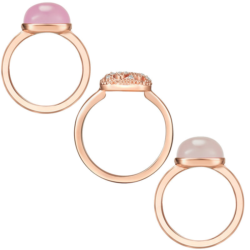 3er Set Ringe roségold verziert mit Kristallen von Swarovski® weiß