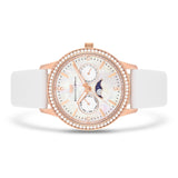 Damen Multifunktionsuhr roségold Echtleder weiß