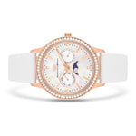 Damen Multifunktionsuhr roségold Echtleder weiß