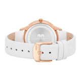 Damen Multifunktionsuhr roségold Echtleder weiß