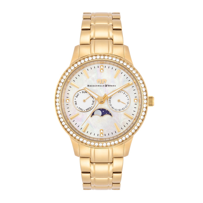 Damen Multifunktionsuhr gelbgold Edelstahl gelbgold
