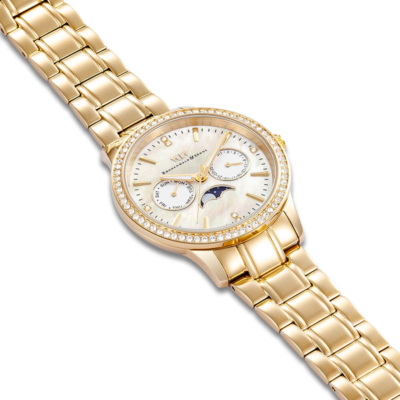 Damen Multifunktionsuhr gelbgold Edelstahl gelbgold
