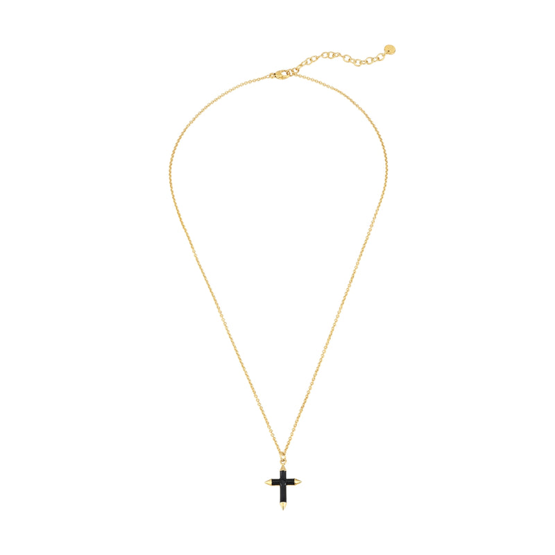 Kette mit Anhänger Sterling Silber gelbgold Emaille schwarz