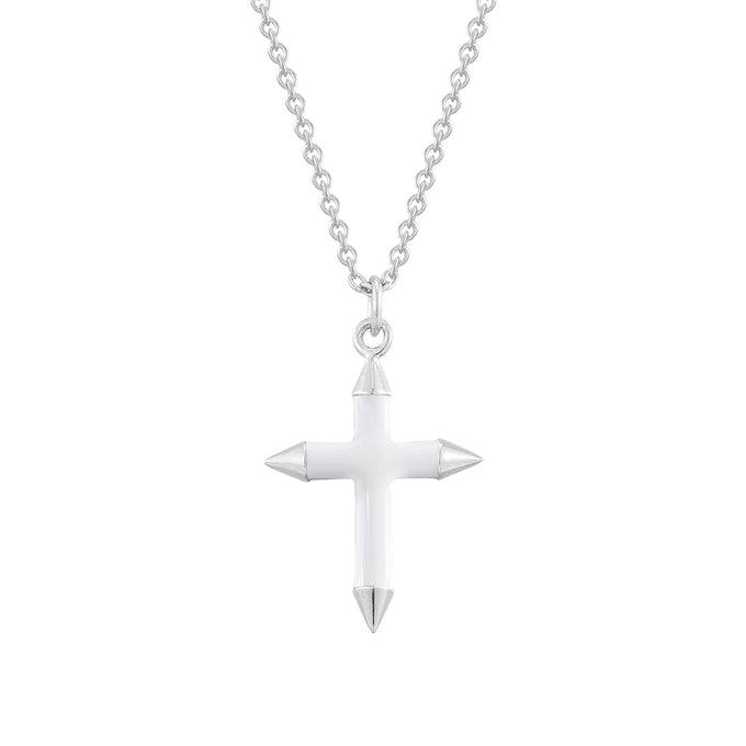 Kette mit Anhänger Sterling Silber Emaille weiß