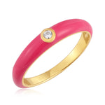 Ring Sterling Silber gelbgold Zirkonia weiß Emaille pink