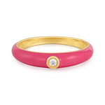 Ring Sterling Silber gelbgold Zirkonia weiß Emaille pink