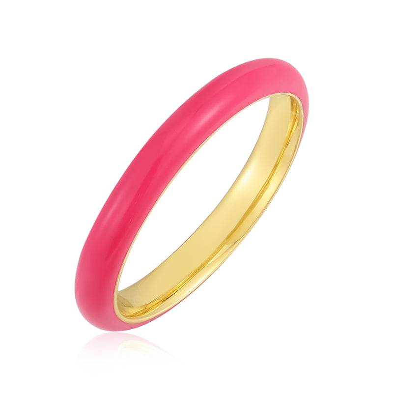 Ring Sterling Silber gelbgold Emaille pink