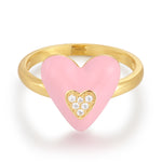 Ring Sterling Silber gelbgold Zirkonia weiß Emaille rosa