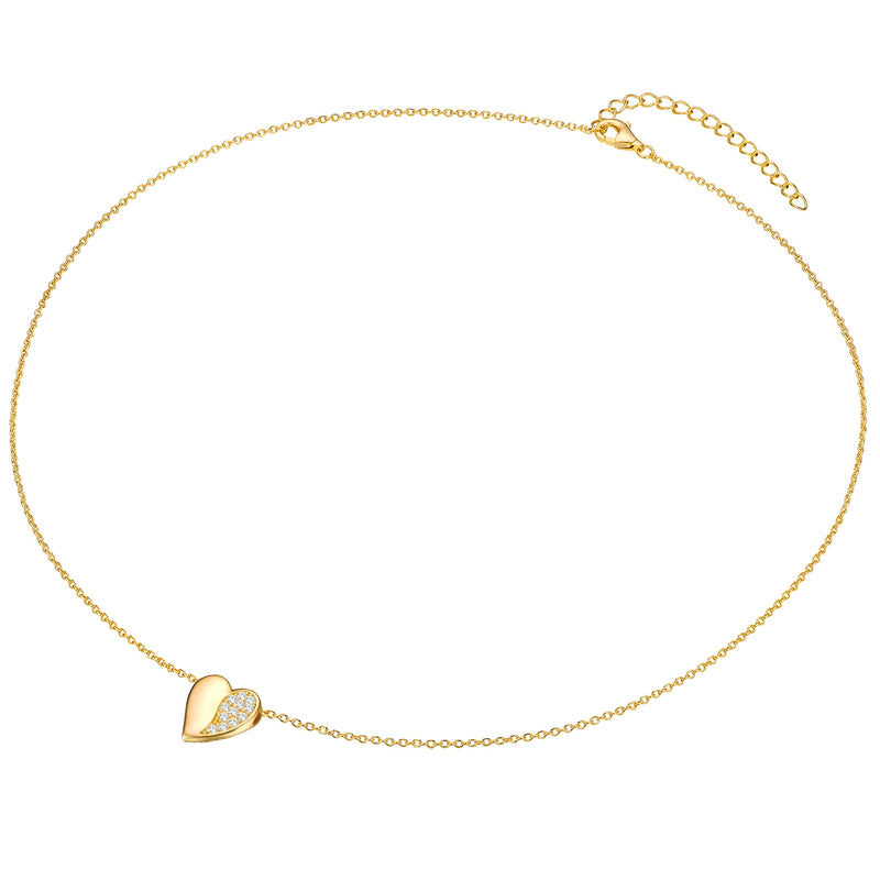 Kette mit Anhänger Sterling Silber gelbgold Zirkonia weiß