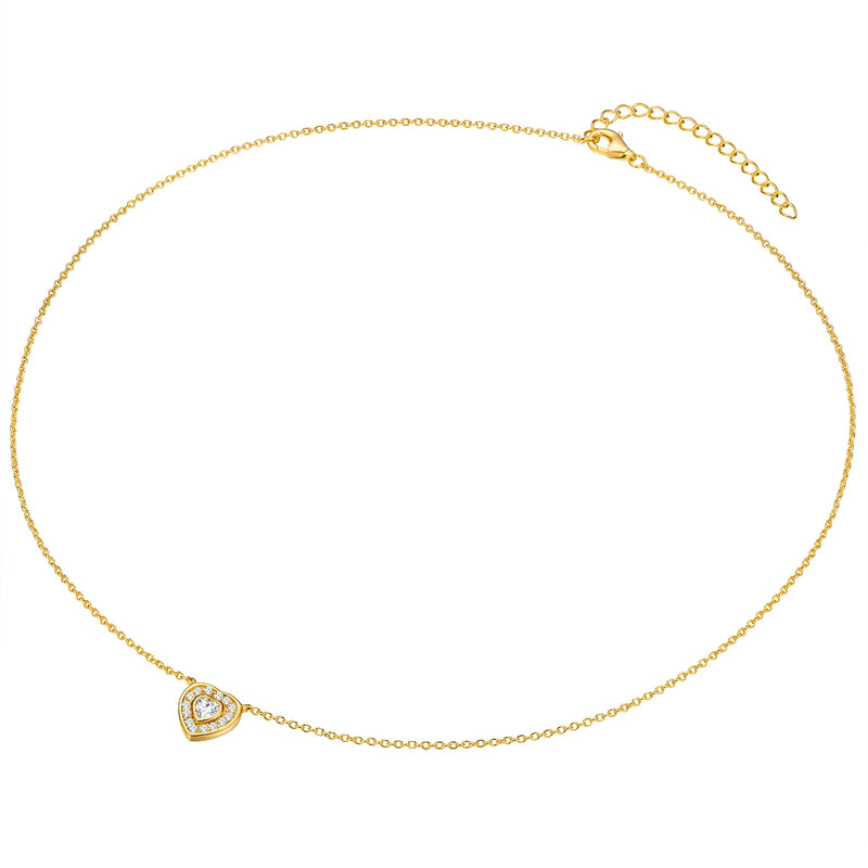Kette mit Anhänger Sterling Silber gelbgold Zirkonia weiß