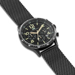 Herren Chronograph schwarz Edelstahl schwarz