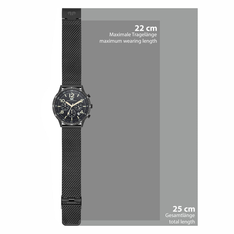Herren Chronograph schwarz Edelstahl schwarz