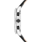 Herren Chronograph silber Echtleder schwarz