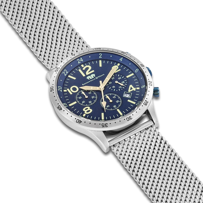 Herren Chronograph silber Edelstahl silber
