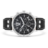 Herren Chronograph silber Echtleder schwarz