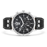 Herren Chronograph silber Echtleder schwarz