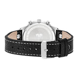 Herren Chronograph silber Echtleder schwarz