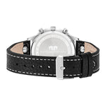 Herren Chronograph silber Echtleder schwarz