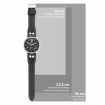 Herren Chronograph silber Echtleder schwarz