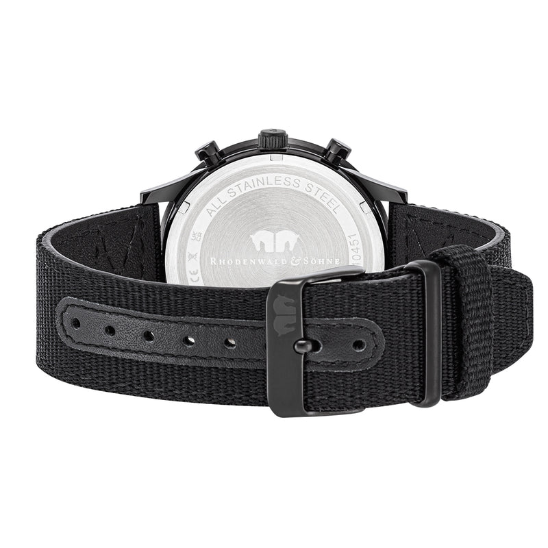 Herren Chronograph schwarz Nylon schwarz