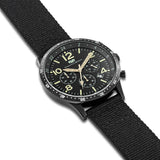 Herren Chronograph schwarz Nylon schwarz