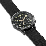 Herren Chronograph schwarz Nylon schwarz