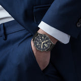 Herren Chronograph schwarz Nylon schwarz