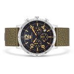Herren Chronograph silber Nylon grün