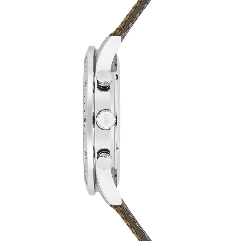Herren Chronograph silber Nylon grün