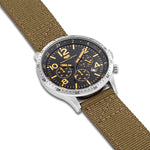 Herren Chronograph silber Nylon grün