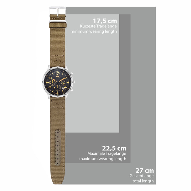 Herren Chronograph silber Nylon grün