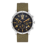 Herren Chronograph silber Nylon grün