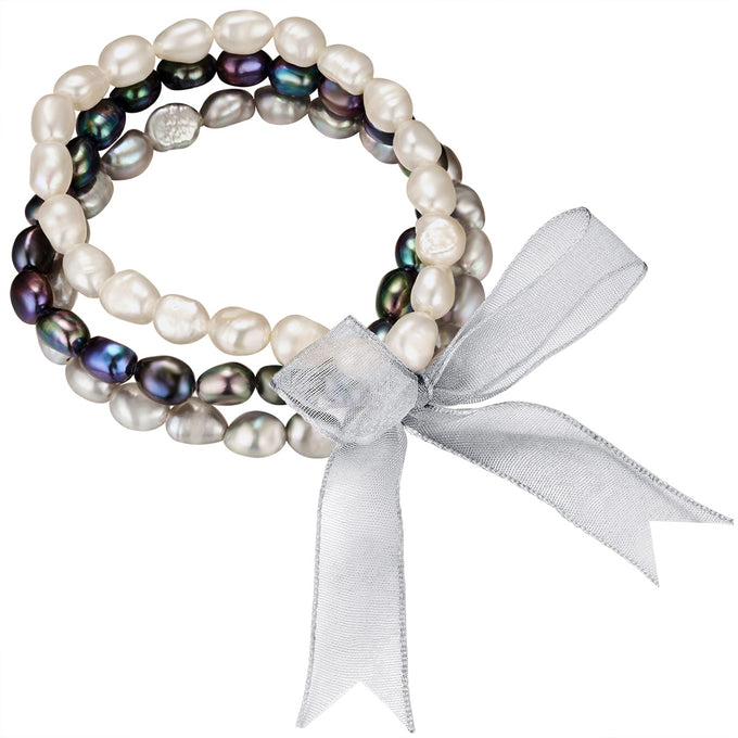 3er Set Armbänder Süßwasser-Zuchtperle multicolor