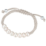 Armband Süßwasser-Zuchtperle weiß Textil (grau)
