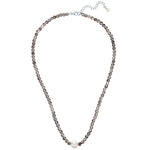Kette Sterling Silber Süßwasser-Zuchtperle weiß Rauchquarz grau