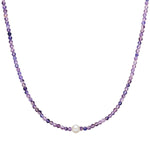 Kette Sterling Silber Süßwasser-Zuchtperle weiß Amethyst lila