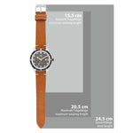 Herren Quarzuhr silber Echtleder braun