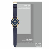 Herren Quarzuhr gelbgold Echtleder blau