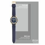 Herren Quarzuhr gelbgold Echtleder blau
