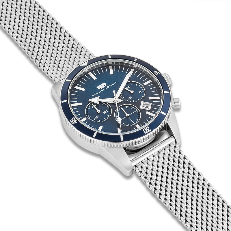 Herren Chronograph silber Edelstahl silber