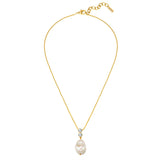 Kette mit Anhänger gelbgold Zirkonia weiß Muschelkernperle weiß