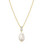 Kette mit Anhänger gelbgold Zirkonia weiß Muschelkernperle weiß