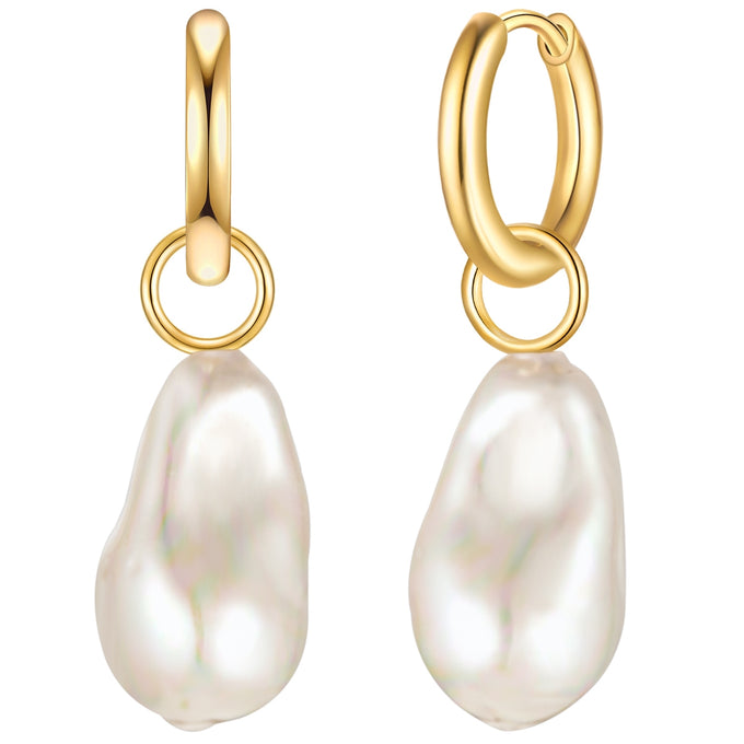 Creolen gelbgold Muschelkernperle weiß