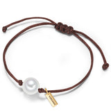 Armband Textil (braun) Muschelkernperle weiß