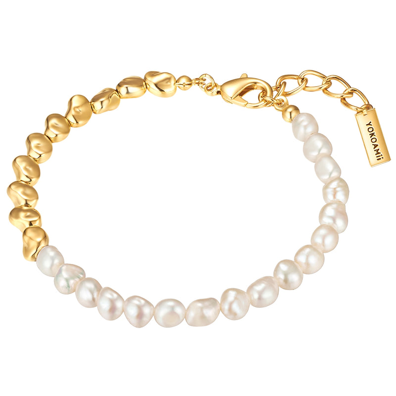 Armband gelbgold Muschelkernperle weiß