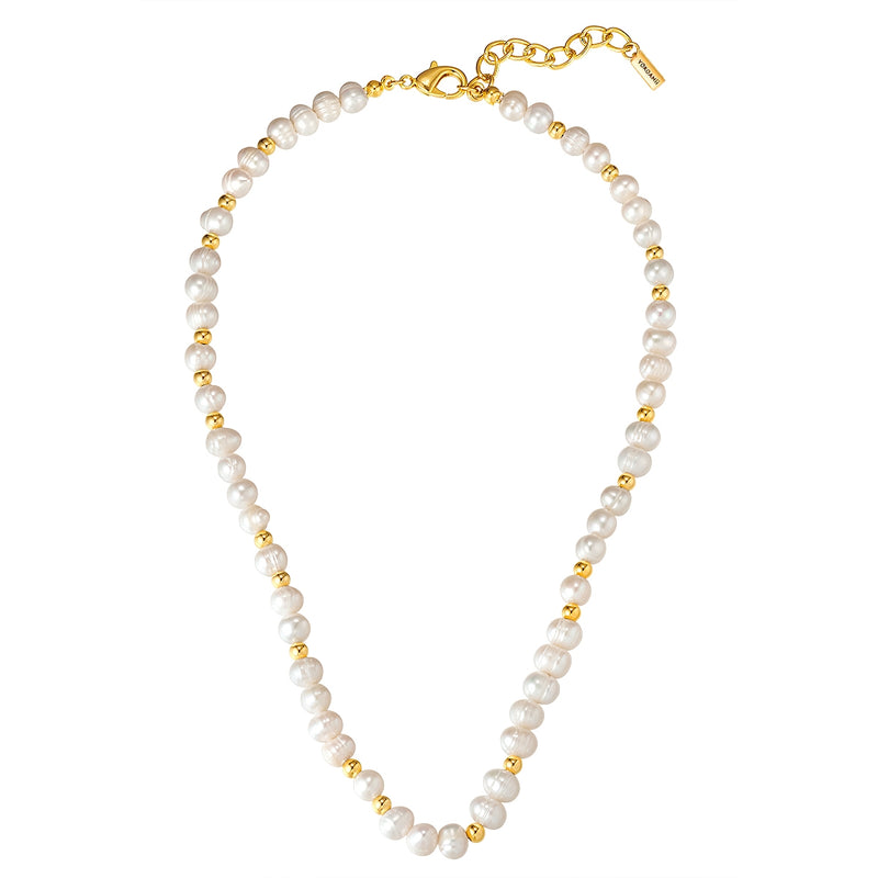 Kette gelbgold Süßwasser-Zuchtperle weiß