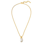 Kette mit Anhänger gelbgold Muschelkernperle weiß