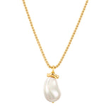 Kette mit Anhänger gelbgold Muschelkernperle weiß